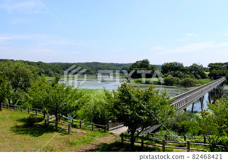 Scenery of Tameike, Osawanai Ohashi and Shirasagi Bridge in Osawanai Reservoir Park, Nakadomari-cho, Kitatsugaru-gun, Aomori Prefecture 82468421
