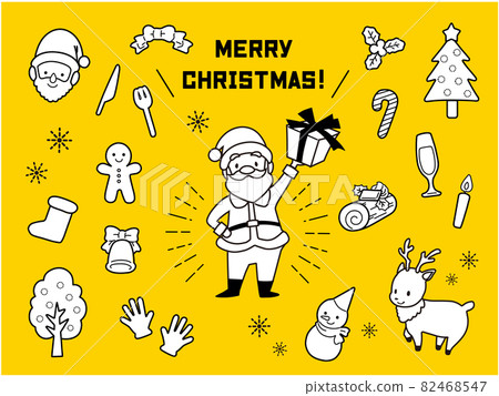 Hand-painted set of cute Santa Claus and reindeer Christmas illustrations 82468547