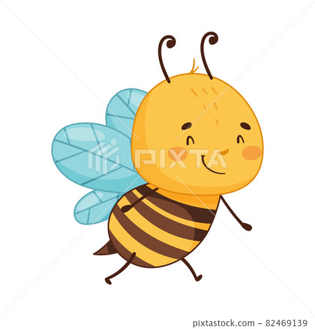 Adorable flying honey bee cartoon character vector illustration 82469139