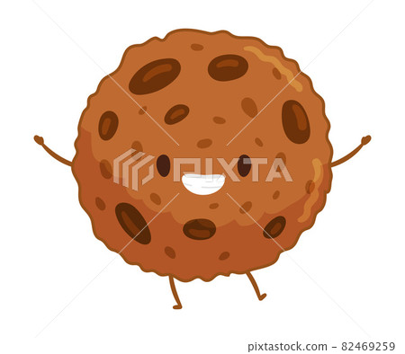 Bakery food cartoon character. Cute biscuit with funny smiling face vector illustration Bakery food cartoon character. Cute biscuit with funny smiling face vector illustration 82469259
