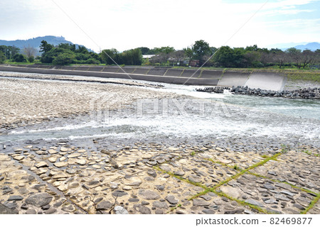 山田堰、築後川、世界遺產灌溉設施、傾斜堰、石張堰、福岡縣朝倉市 82469877