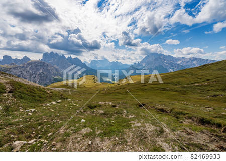 Mountain Range of Cadini di Misurina, Sorapiss and Monte Cristallo - Dolomites Italy Mountain Range of Cadini di Misurina, Sorapiss and Monte Cristallo - Dolomites Italy 82469933