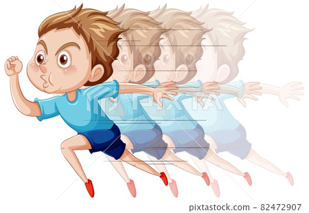Running boy cartoon character on white background 82472907