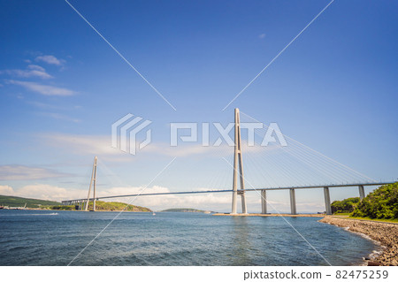 Cable-stayed bridge to Russian Island. Vladivostok. Russia. Vladivostok is the largest port on Russia's Pacific coast and the center of APEC Forum 82475259