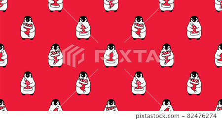 penguin seamless pattern Christmas vector Santa Claus snowflake birthday cartoon repeat wallpaper tile background gift wrapping paper illustration scarf isolated design 82476274