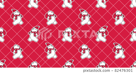 bear seamless pattern Christmas polar vector Santa Claus hat checked teddy cartoon repeat wallpaper tile background illustration scarf isolated doodle design 82476301