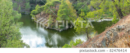 Water storage in Cyprus, Pera Pedi dam in Paphos forest. 82476414