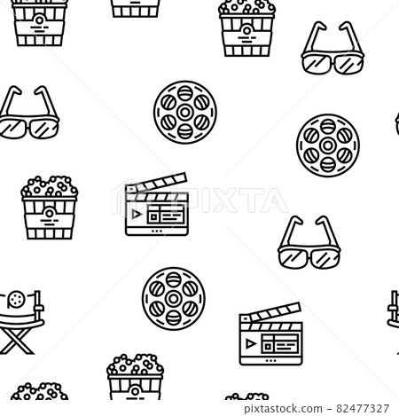 Cinema Watch Movie Entertainment Vector Seamless Pattern 82477327