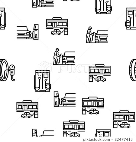 Gas Station Refueling Equipment Vector Seamless Pattern Gas Station Refueling Equipment Vector Seamless Pattern 82477413