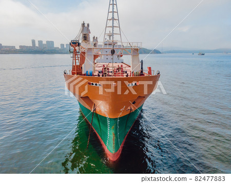 Aerial view of general cargo ship in open sea, Aerial image 82477883