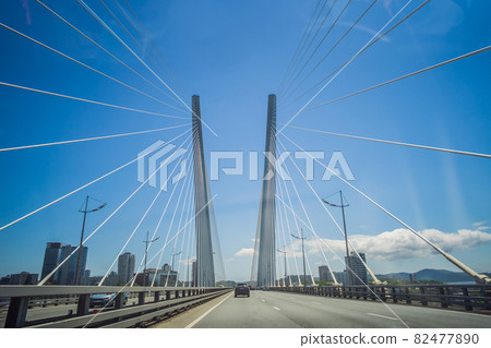 Golden, Zolotoy bridge over Zolotoy Rog Bay. Vladivostok. Russia 82477890