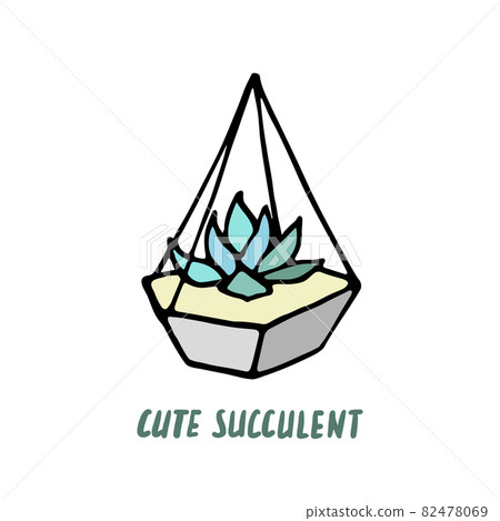 Succulent doodle print. Home plants in modern flowerpot Succulent doodle print. Home plants in modern flowerpot 82478069