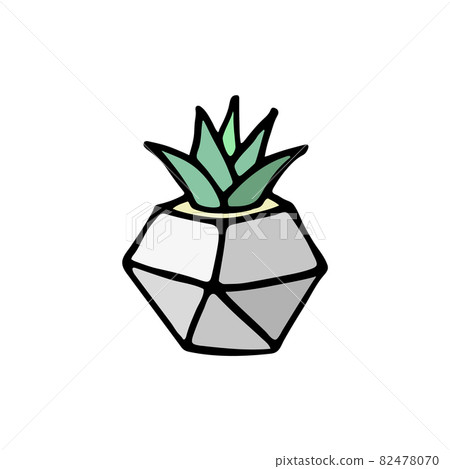 Succulent doodle print. Home plants in modern flowerpot Succulent doodle print. Home plants in modern flowerpot 82478070