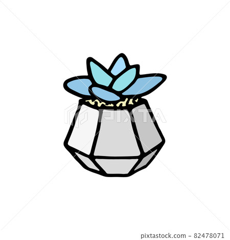 Succulent doodle print. Home plants in modern flowerpot 82478071