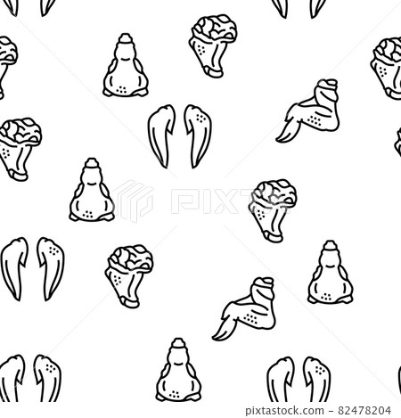 Chicken Animal Farm Raw Meat Food Vector Seamless Pattern 82478204