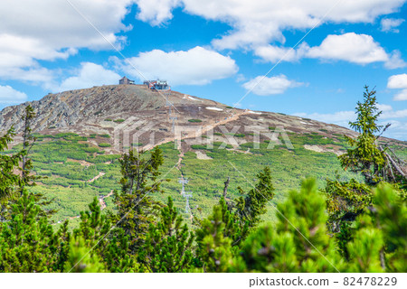 Snezka, or Sniezka - the highest mountain of Czech Republic, Giant Mountains - Krkonose National Park, Czech Republic and Poland. Snezka, or Sniezka - the highest mountain of Czech Republic, Giant Mountains - Krkonose National Park, Czech Republic and Poland. 82478229