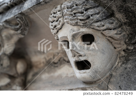stone caryatid female on Greek temple 82478249