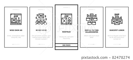 Programmatic Advertising Service Onboarding Icons Set Vector 82478274