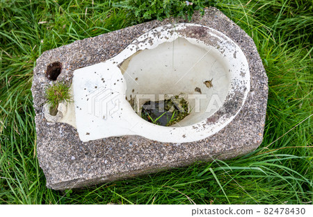 Toilets that are build in concrete at Lenan, County Donegal - Ireland 82478430