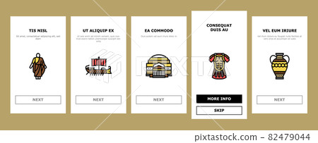 Ancient Rome Antique History Onboarding Icons Set Vector 82479044