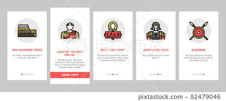 Ancient Rome Antique History Onboarding Icons Set Vector 82479046
