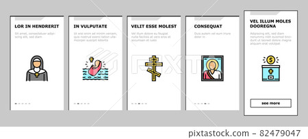 Christianity Religion Church Onboarding Icons Set Vector 82479047