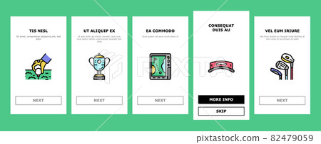 Golf Sportive Game On Playground Onboarding Icons Set Vector 82479059