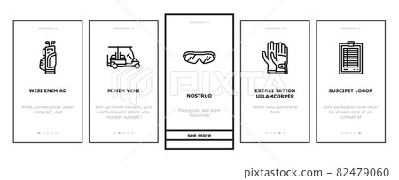 Golf Sportive Game On Playground Onboarding Icons Set Vector 82479060