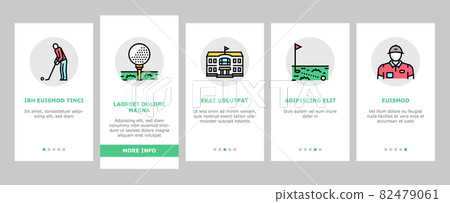 Golf Sportive Game On Playground Onboarding Icons Set Vector 82479061