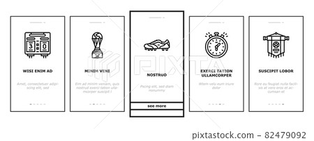 Soccer Team Sport Game On Stadium Onboarding Icons Set Vector Soccer Team Sport Game On Stadium Onboarding Icons Set Vector 82479092