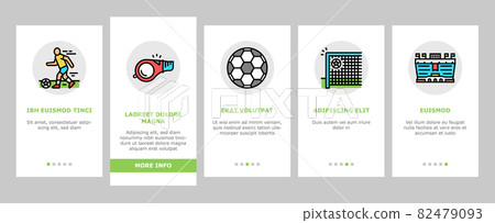 Soccer Team Sport Game On Stadium Onboarding Icons Set Vector 82479093