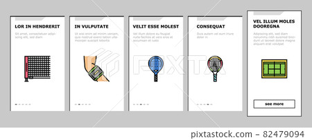 Tennis Sport Game Competition Onboarding Icons Set Vector 82479094