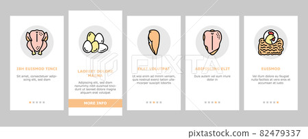 Chicken Animal Farm Raw Meat Food Onboarding Icons Set Vector Chicken Animal Farm Raw Meat Food Onboarding Icons Set Vector 82479337