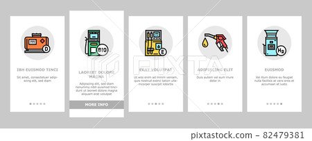 Gas Station Refueling Equipment Onboarding Icons Set Vector 82479381