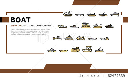 Boat Water Transportation Types Landing Header Vector 82479889