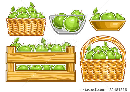 Vector set of Green Apples 82481218