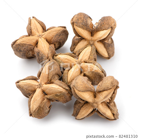 Nuts Incas , sacha inchi peanut seed an isolated on white background 82481310