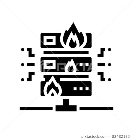 server fire security system glyph icon vector... - Stock Illustration ...