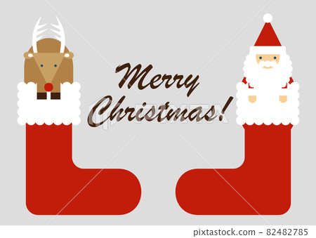 Illustration of Santa Claus and reindeer in boots 82482785