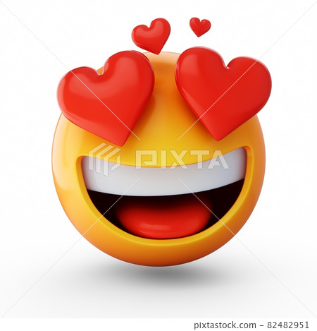 3D Rendering falling in love emoji isolated on white background 82482951