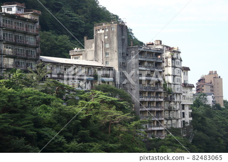 Kinugawa Onsenkyo abandoned house seen from Takimi Bridge 82483065