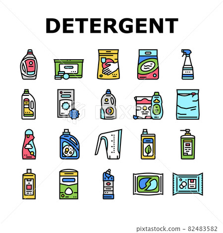 Detergent Organic Laundry Soap Icons Set Vector 82483582