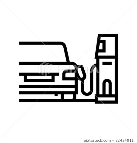 refuel car through phone application line icon vector illustration refuel car through phone application line icon vector illustration 82484011