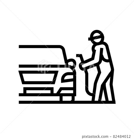 refuel car on gas station line icon vector illustration refuel car on gas station line icon vector illustration 82484012