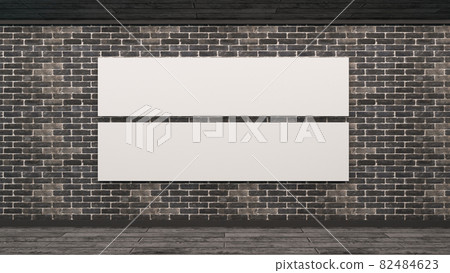 Mockup brick wall in Scandinavian style. Blank white poster with frame empty wall mock-up. 3d render. 82484623