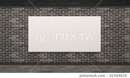 Mockup brick wall in Scandinavian style. Blank white poster with frame empty wall mock-up. 3d render. Mockup brick wall in Scandinavian style. Blank white poster with frame empty wall mock-up. 3d render. 82484638