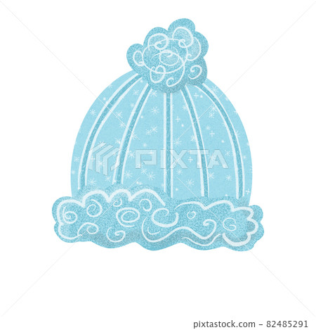 Blue winter hat isolated on white background Blue winter hat isolated on white background 82485291