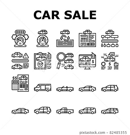 Used Car Sale Automobile Service Icons Set Vector 82485355