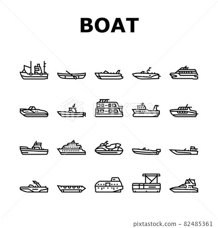 Boat Water Transportation Types Icons Set Vector Boat Water Transportation Types Icons Set Vector 82485361