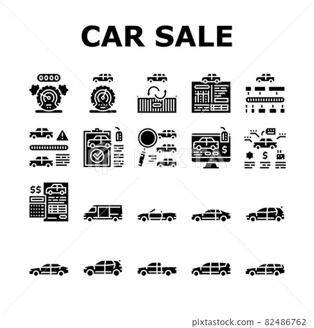 Used Car Sale Automobile Service Icons Set Vector 82486762